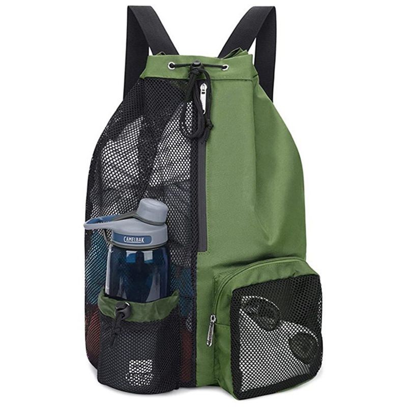 New Swimming Mesh Drawstring With Wet Pocket Beach Backpack Gym Workout Gear Bag_voghion.com
