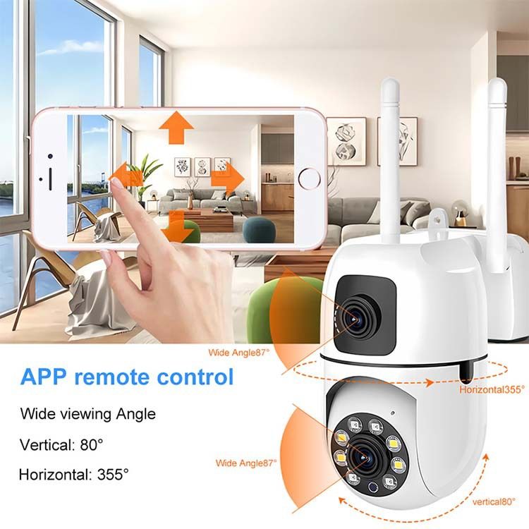 Dual-Lens WiFi Security Camera With Full-Color Night Vision, Remote Viewing, And Optional UPS Backup_voghion.com