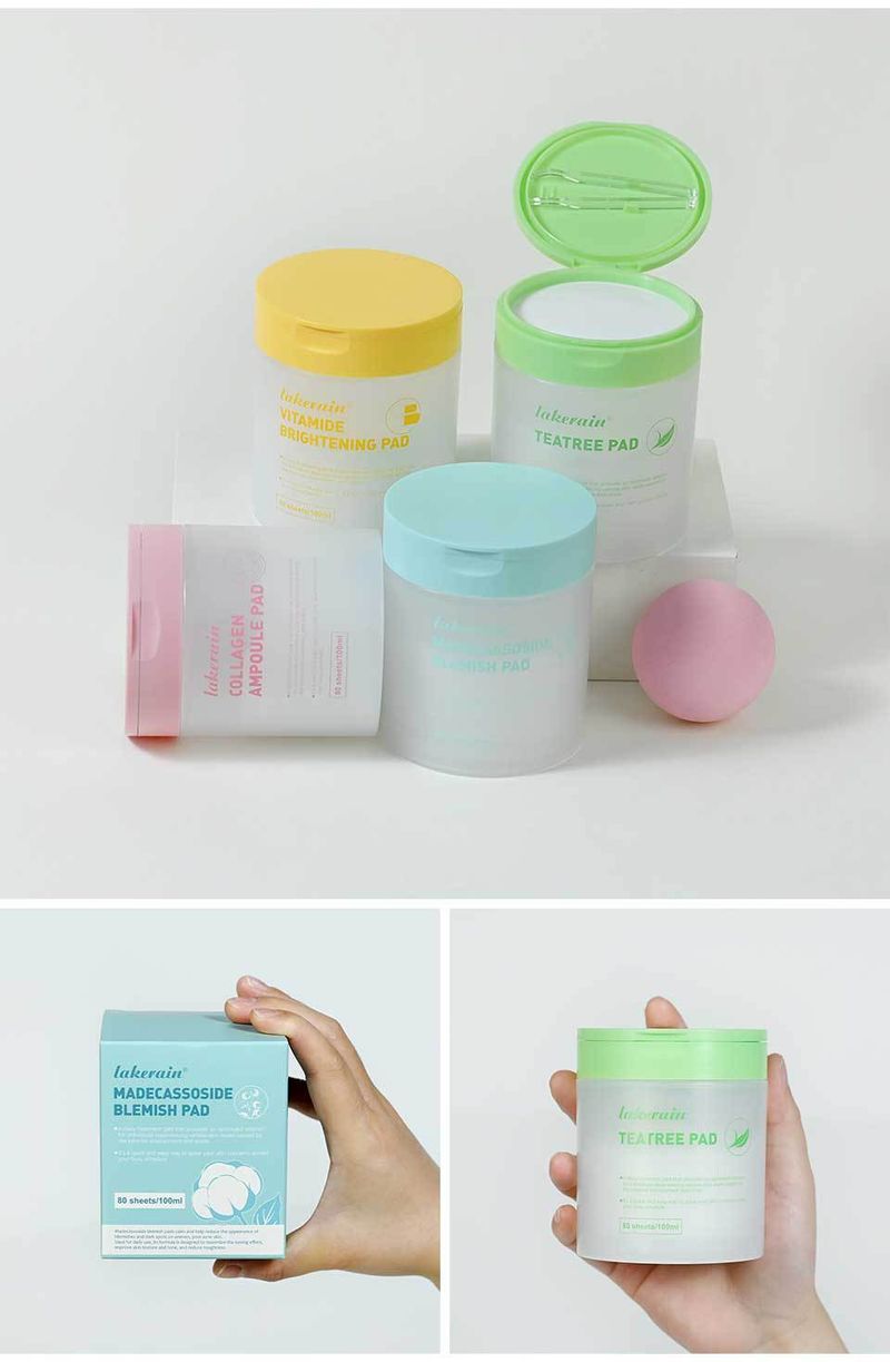 Lakerain Collagen & Madecassoside Facial Cotton Pads (100pcs) - Soothing Ampoule Pads For Acne & Hydration_voghion.com