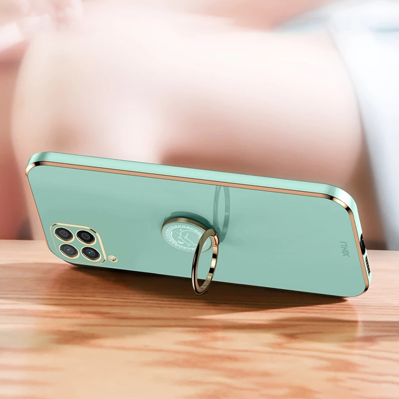 Luxury Plating Ring Holder Square Case For OPPO A35 A33 A32 A31 A55 A53 A74 A73 A72 A94 A93 A92 4G 5G A52 A72 Soft Stand Cover_voghion.com