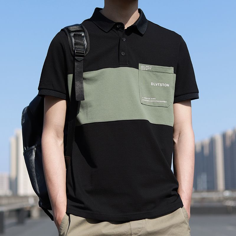 Herrenbekleidung Sommer-Poloshirt für Herren in Übergröße mit kurzen Ärmeln und extra großem, lockerem Revers, halbärmelig, reine Baumwolle, Hong Kong-Stil, dickes Herrenhemd_voghion.com