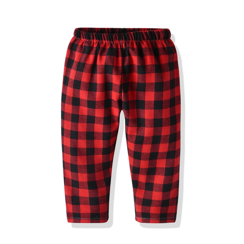 Autumn And Winter Homewear Children's Spring And Autumn Lapel Single-breasted Plaid Long-sleeved Pajamas Set_voghion.com