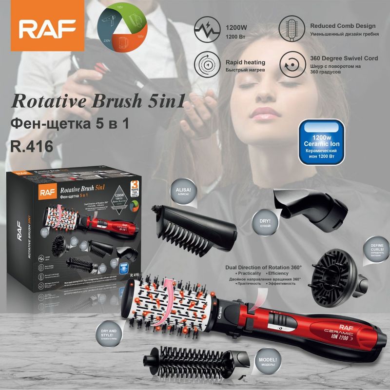 Pettine asciugacapelli multifunzionale riccio a forma di fiore di pera, set di strumenti per lo styling dei capelli ad alta potenza per la casa, 5 pezzi_voghion.com
