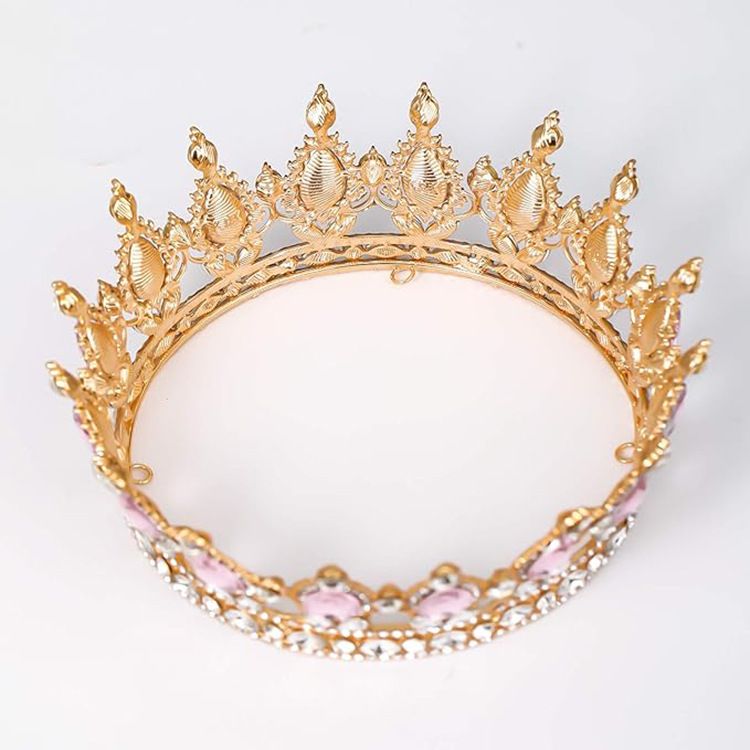 Barocke runde Krone, Legierung, Kopfschmuck, Braut, Hochzeitskleid, Zubehör, Geburtstag, Erwachsene, Zeremonie, runde Krone_voghion.com