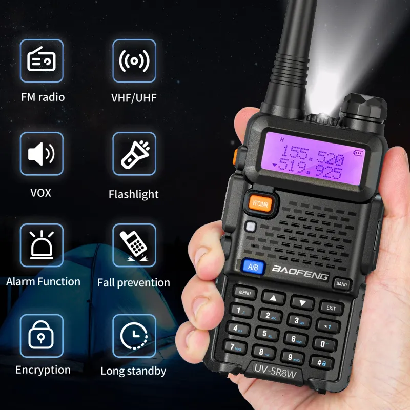 5R 5W 8W Dual Band Baofeng Walkie Talkie UV Ham Two Way VHF UHF FM Handheld Radio Transceiver For Hunting 16KM_voghion.com