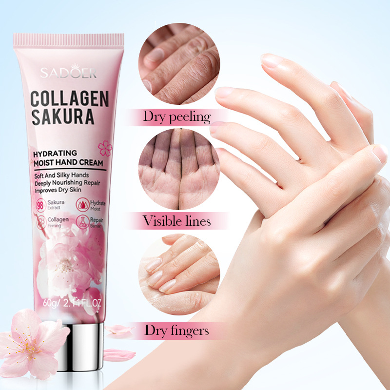 Crème pour les mains hydratante et au collagène SADOER Sakura_voghion.com