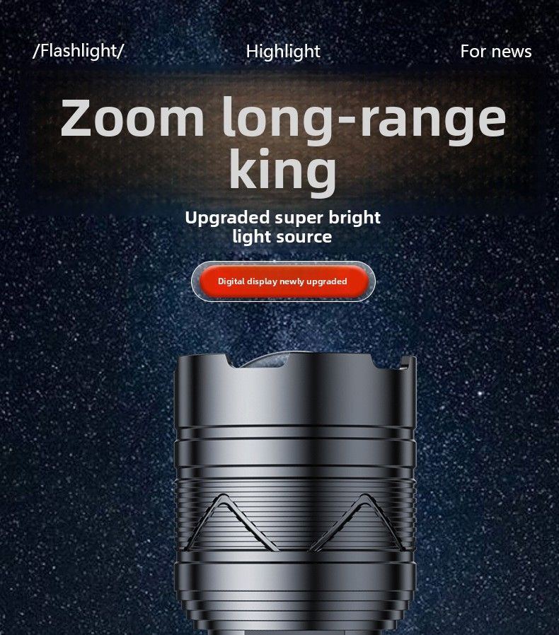 Multifunctional Tactical High Brightness Cannon Outdoor Zoom Digital Display Rechargeable 20W White Laser Flashlight_voghion.com