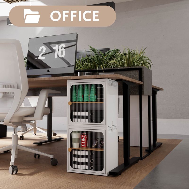 Single Sturdy & Convenient Foldable Cabinet, Durable Steel-Wood Combo With Anti-Slip Design & Quick Fold & Install, Easy To DIY Storage Container With Door, White_voghion.com