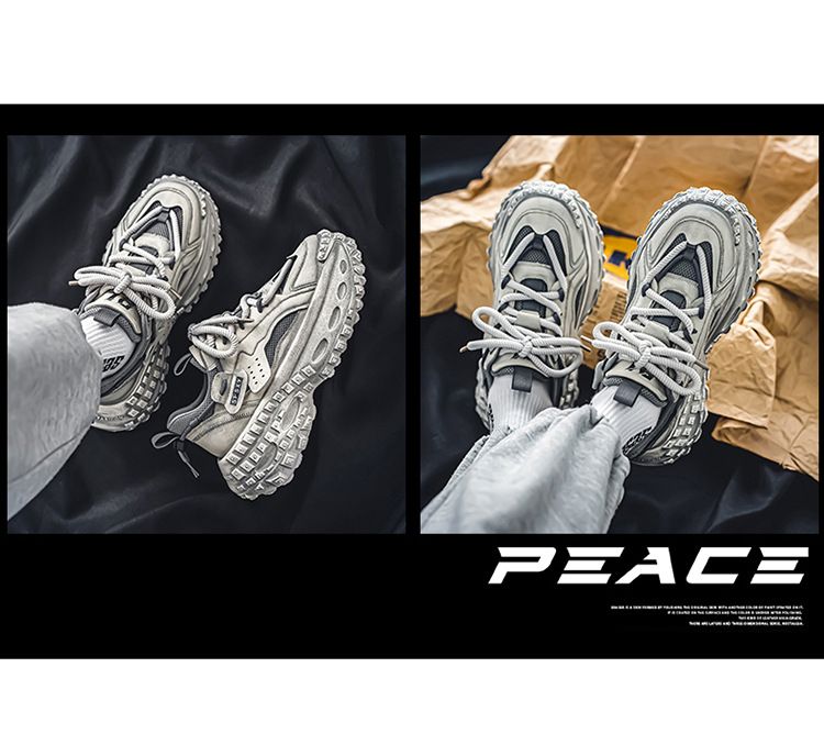 Men’s Shoes mesh breathable sports casual shoes non slip height increasing student personality dad shoes trendy shoes_voghion.com