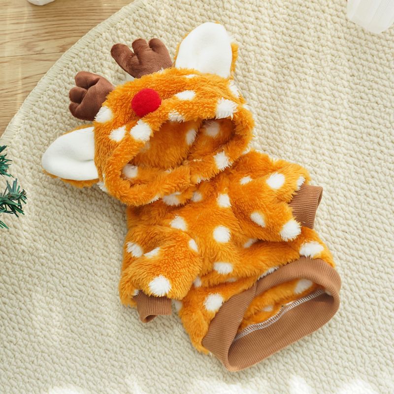 Haustier Hund Katze Weihnachten Halloween Kleidung Elch Kleid Herbst und Winter Plüsch kleine und mittelgroße Hunde als Bären Fadou Corgi verwandeln Kleidung süß_voghion.com