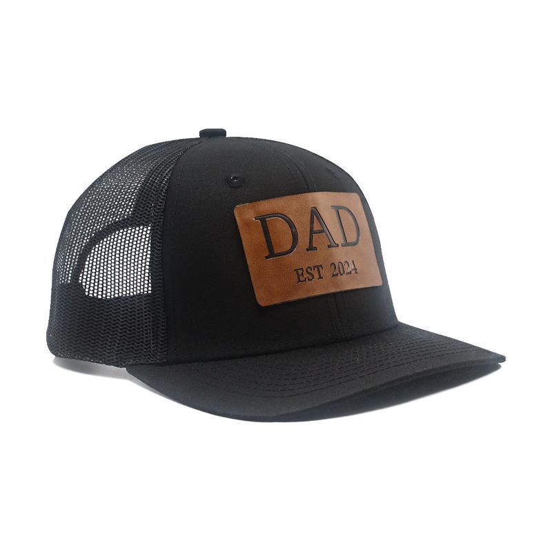 Unisex DAD EST 2024 Leather label baseball cap Net hat Truck hat Men's sun hat Duck cap_voghion.com