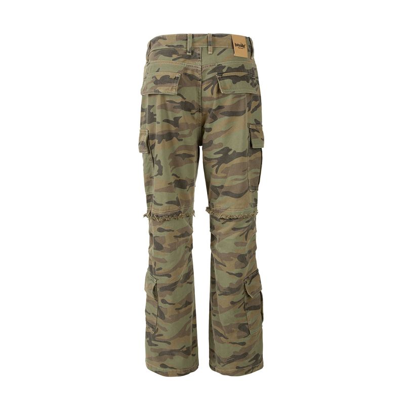Ropa para hombre, mono de camuflaje militar, pantalones holgados de otoño con costuras sin rematar y rectos._voghion.com