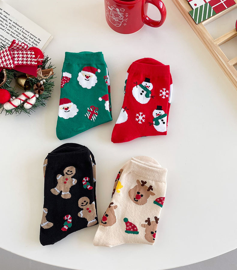 Damstrumpor Julstrumpor mitten av vaden strumpor söta tecknade strumpor bomull trendigt märke street red_voghion.com