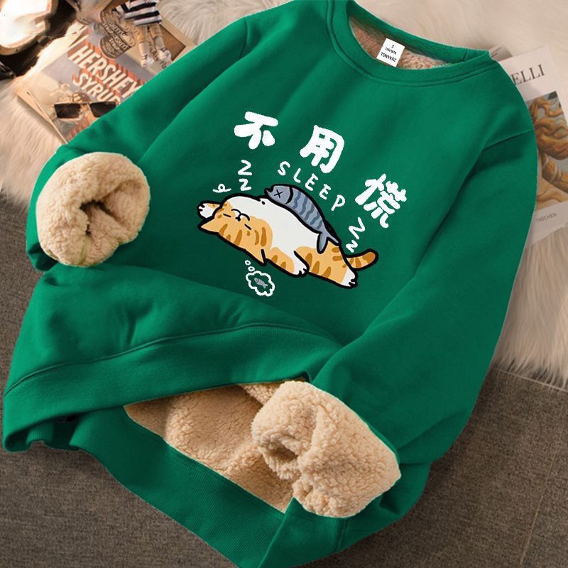 Felpa in lana di agnello, unisex, alla moda, con fodera in pile, girocollo, per adolescenti (12)_voghion.com