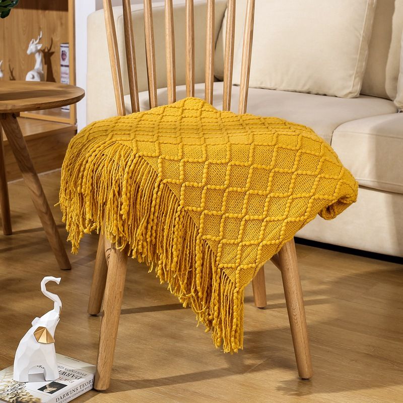 Nordic Retro teemanttekk, ühevärviline kootud tekk, voodiotsa tekk, voodidiivani tekk, rätik, voodiotsa rätik_voghion.com