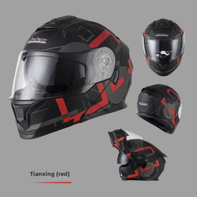 Jiekai 3C zertifizéierten Motorradhelm mat Ausstellungshelm fir Männer a Fraen, Vollhelm mat Bluetooth, Perséinlechkeet, Four Seasons, Motorrad mat groussem Schwanz, national_voghion.com