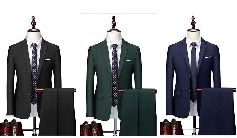 Men's business casual men's fashion host, wedding groomsman suit, two-piece set_voghion.com