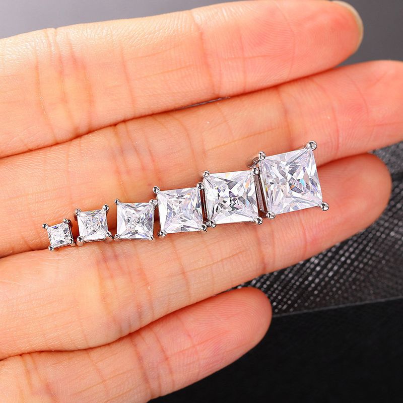 Trend Fashion Square Zirkon Ohrstecker Klassische Kupfer Herren vergoldet Single Diamond Vielseitige Ohrringe Beliebte Ohrringe Schmuck_voghion.com