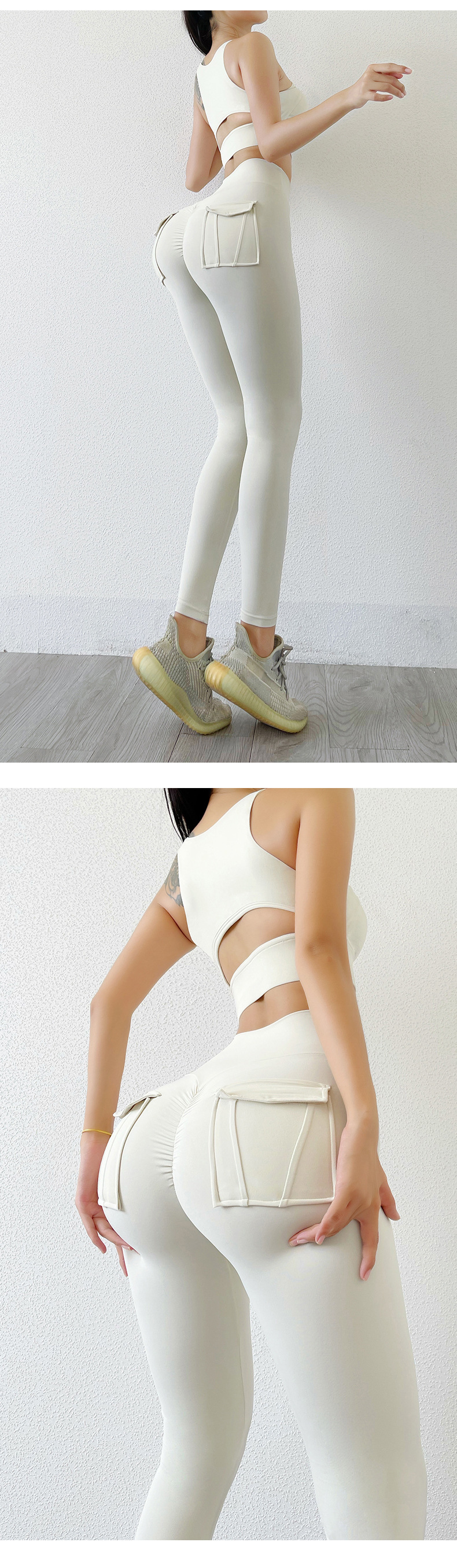 Women's Nude High-waist Butt-lifting Yoga Pants For Women With Pockets Sports Tights Chrysanthemum Fitness Pants_voghion.com