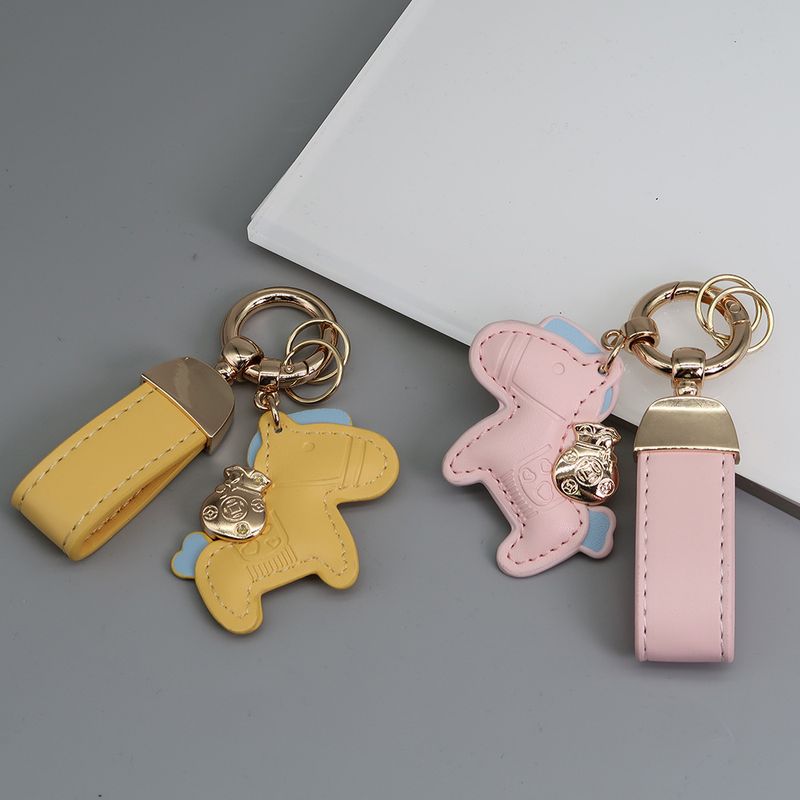Immediately Get Rich Bracelet Keychain Leather Cartoon Pony Pendant Couple Bag Net Celebrity Car Keychain_voghion.com