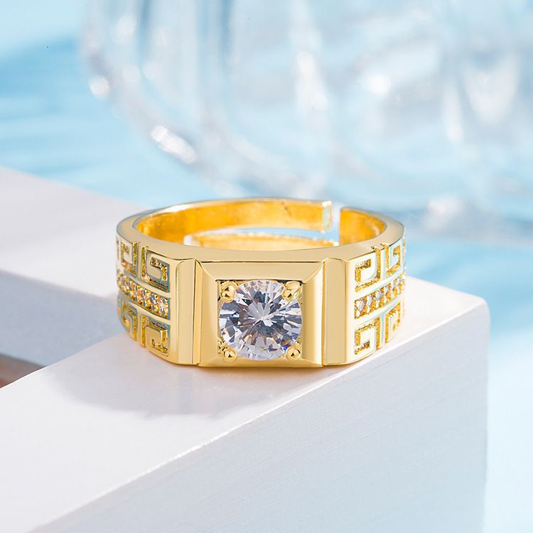 Luxury Set With Diamonds, New Handmade Ring, Gold-plated Zircon Men's Ring_voghion.com