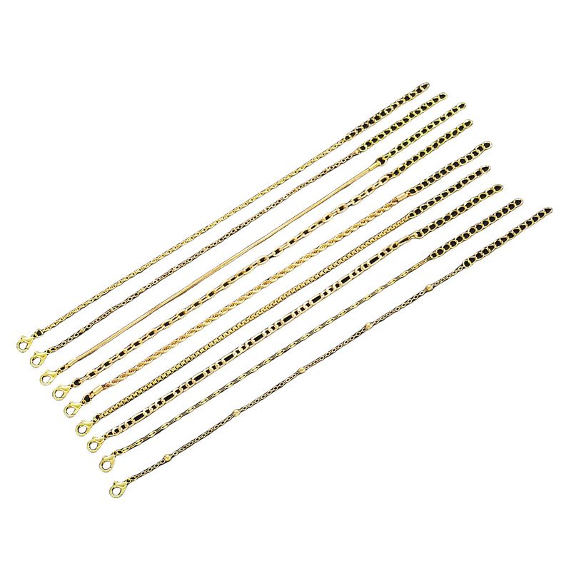 New INS Style Simple Versatile Fashion Braided Chain Bracelet Cuban Jewelry Set 9 Pieces_voghion.com