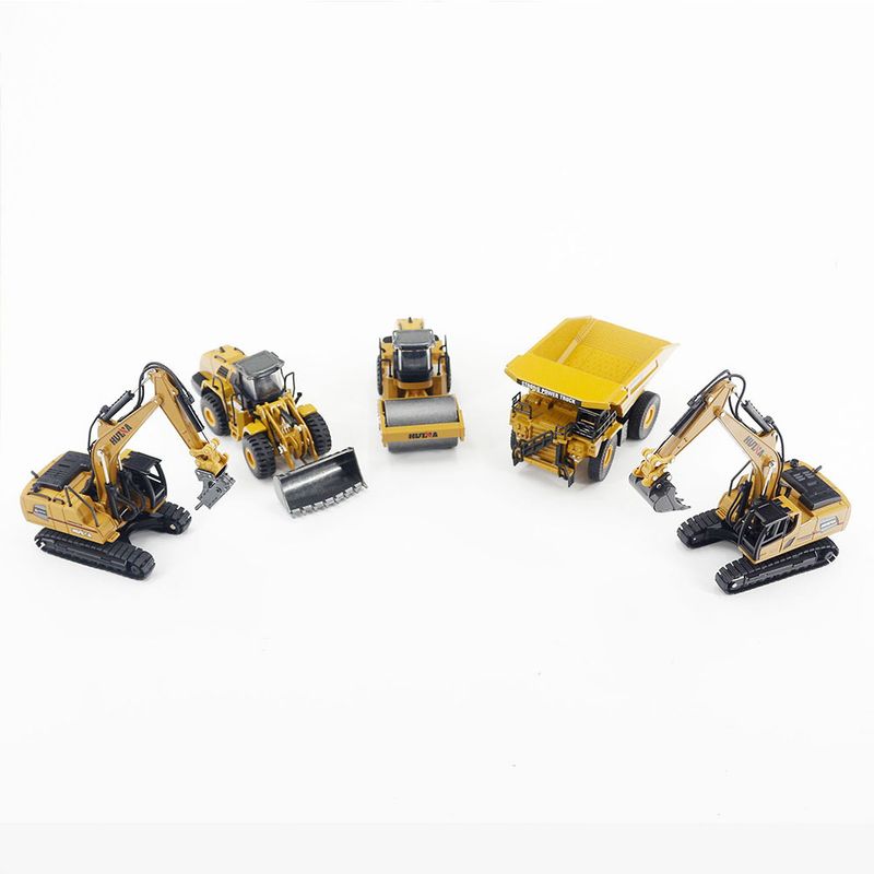 Modellino statico di veicoli da costruzione in lega Mother & Kids 1:60, escavatore, perforatrice, autocarro con cassone ribaltabile, rullo, veicoli di ingegneria in miniatura realistici_voghion.com