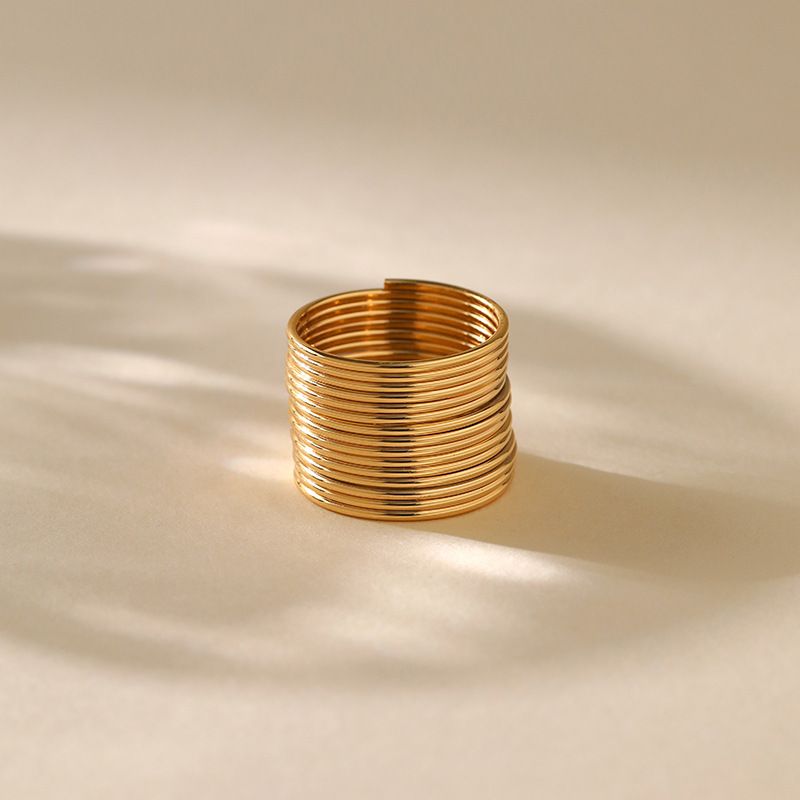 Heavy metal color preserving love ring copper plated with K real gold stacking fashion irregular texture retro ring_voghion.com