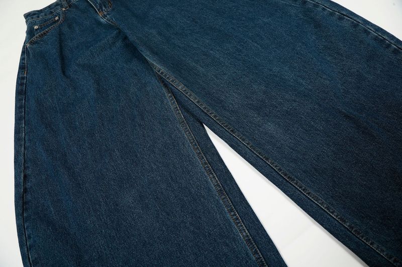 G6875 American Trendy Neutral Street Retro Nostalgic Blue Design Loose Men's Washed Scimitar Jeans_voghion.com