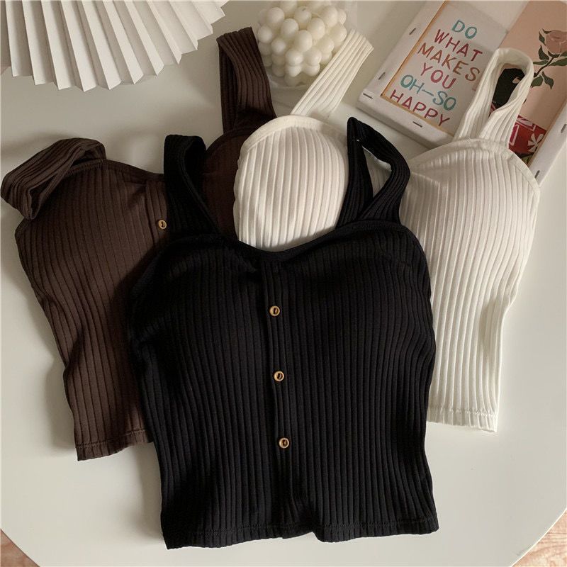 Damenbekleidung Schöner Rücken Kleine Sling Chic Weste Damen Herbst Süße Kühle Dünne Oberbekleidung Neuer Stil Mit Brustpolster Bottoming Top_voghion.com