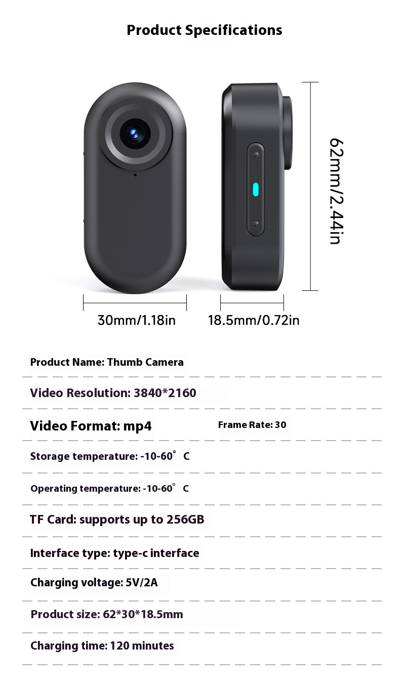 Ultra-Compact Action Camera - Magnetic Charging Thumb Cam For Cycling/Hiking | 1080P HD Video, Waterproof & Shockproof_voghion.com