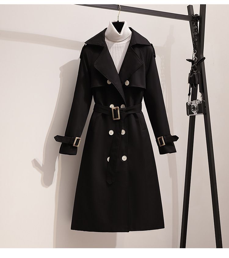 Trench da donna con cintura - Cappotto lungo oversize dalla vestibilità slim, elegante e giovanile, taglie forti, da ufficio e casual_voghion.com