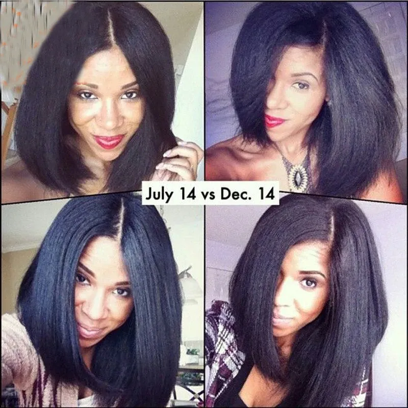 Yaki Bob Human Hair Wigs Glueless Brazilian Short Yaki Bob 5x5 Silk Base Full Lace Wigs For Women_voghion.com