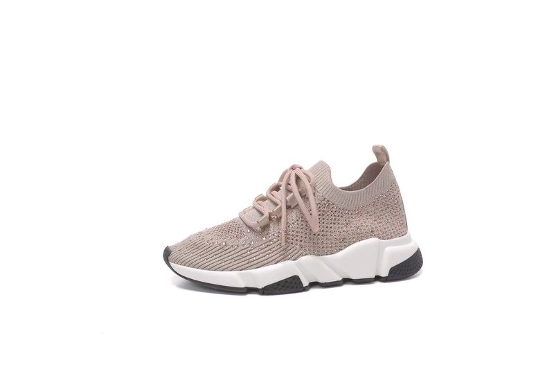2024 New Flat Bottom Lace Up Knitted Elastic Breathable Water Diamond Socks Low Top Versatile Casual Couple Shoes Lazy_voghion.com