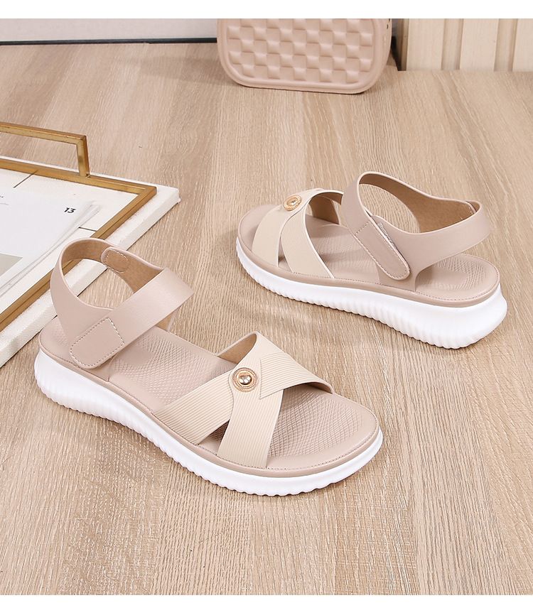 Boho Style Flat Sandals With Elastic Elastic Strap_voghion.com