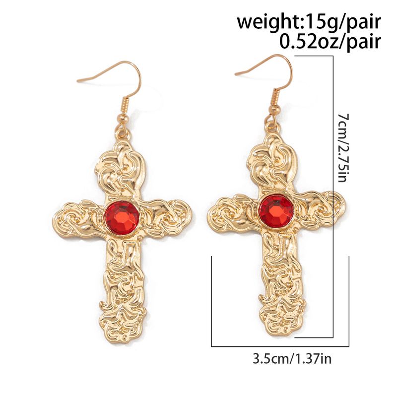 Ins Light Luxury Diamond Red Cross Anhänger Personalisierte Halskette aus flüssigem Lavametall_voghion.com