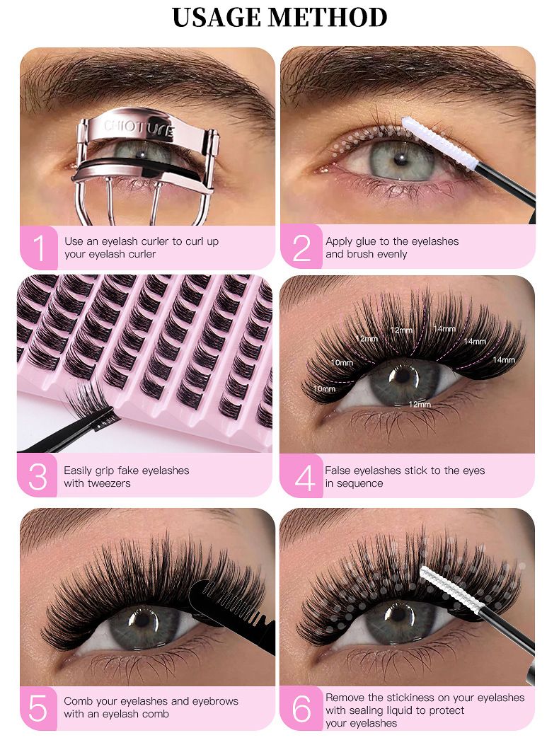 Zestaw do przedłużania rzęs Zestaw sztucznych rzęs z pojedynczym klastrem Naturalna sekcja włosów Codziennie Rzęsy szczepione własnymi rękami_voghion.com