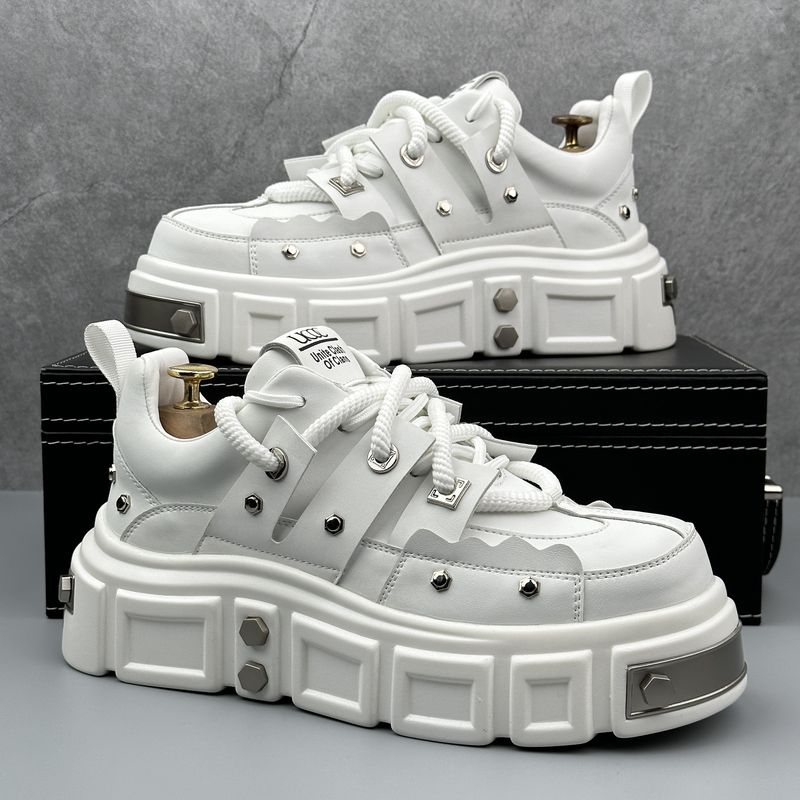 Men's Daddy Shoes Rivet Nichey Men's Shoes Heightened Big Head Thick Bottom Derby Shoes_voghion.com