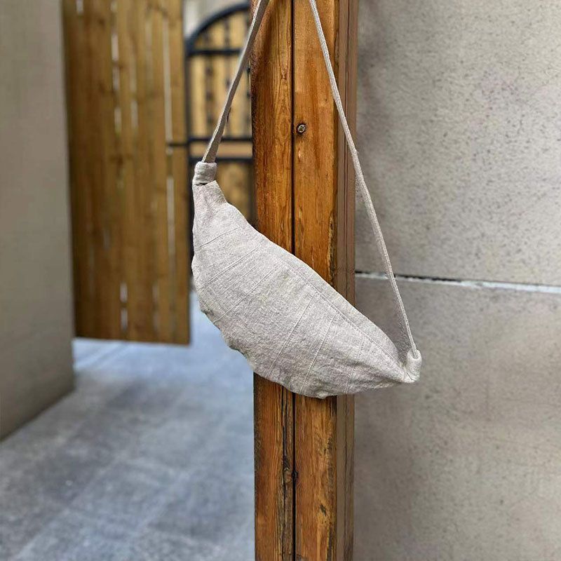 2025 Nuova borsa a tracolla in tela di cotone con arte minimalista, design di nicchia, bagaglio a mano sotto l'ascella_voghion.com