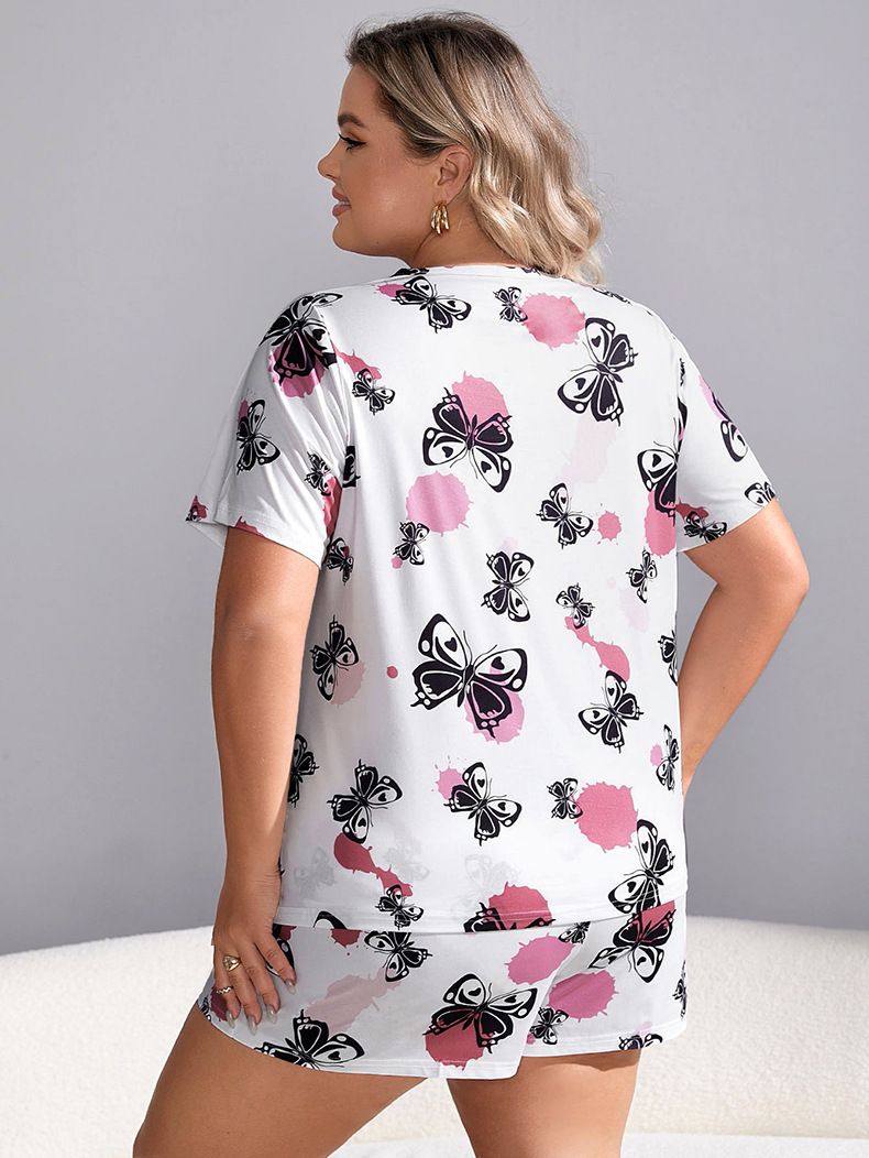 Conjunto de pantalones y pantalones para mujer, de talla grande, con botones, estampados sólidos y cuello mini, de verano, muy vendido, atuendo antiarrugas_voghion.com