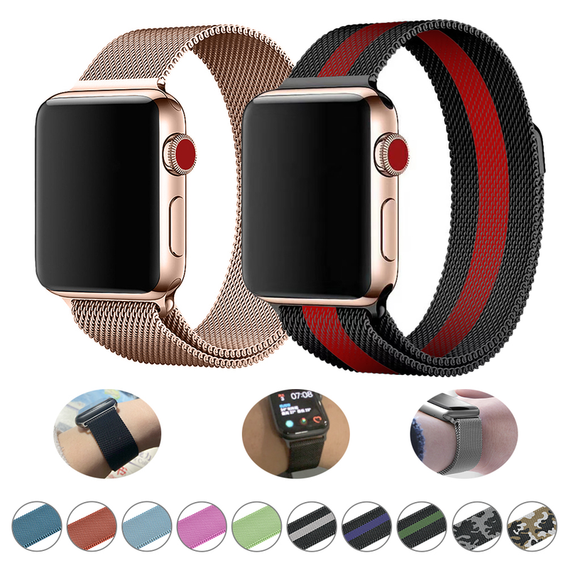 Magnéitesch Loop Band Fir Apple Watch Band Ultra 42/44/45/49mm 38/40/41mm Edelstol Correa Bracelet iWatch 8/7/SE/6/5/4/3/2_voghion.com