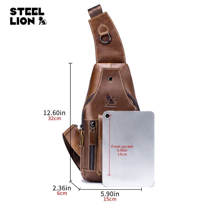 2025s Old Lion Men's Genuine Leather Single Shoulder First Layer Cowhide Front Crossbody Chest Bag Russia_voghion.com