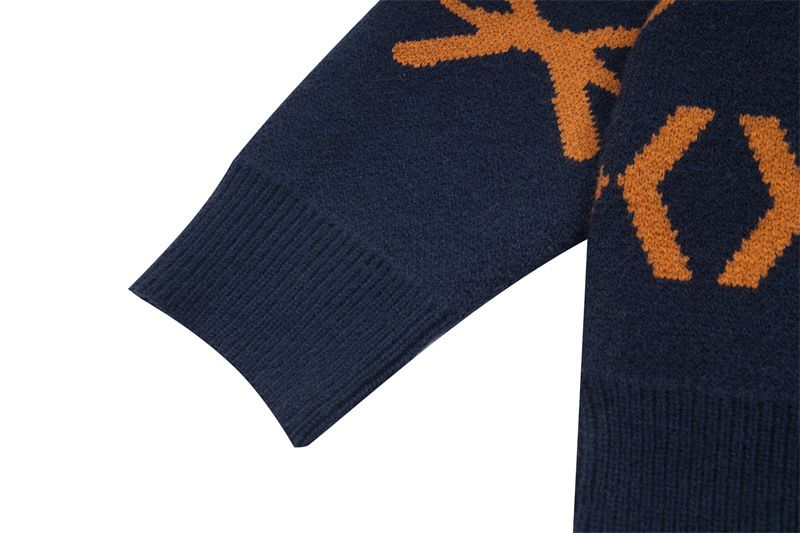 Trendy gefleckter Hund Jacquard Stehkragen Reißverschluss Strickjacke Pullover Männer Frauen im Herbst und Winter, lockere Freizeitjacke_voghion.com