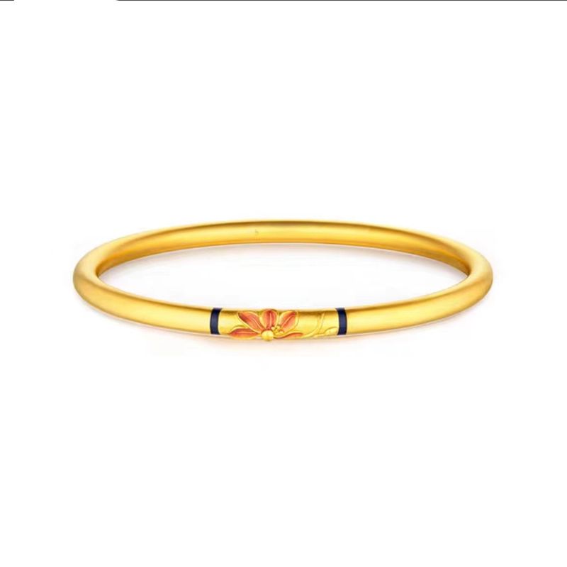 Braccialetto Gardenia sabbia oro smalto artigianale rame placcato oro anello gardenia aperto gioielli da donna completo_voghion.com