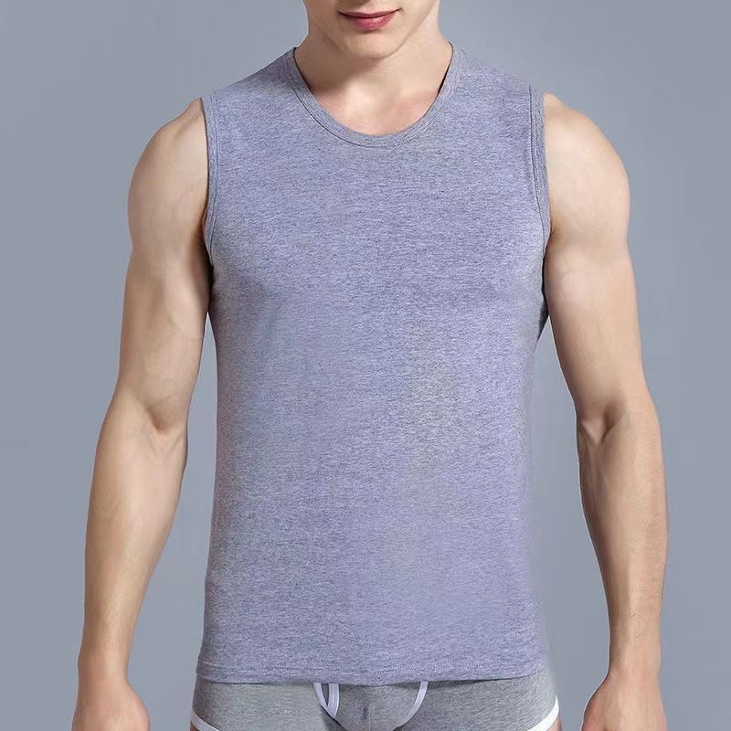Summer Men's Wide Shoulder Round Neck Tank Top Breathable Slim Fit Sports Fitness Base Solid Color Undershirt Sleeveless_voghion.com