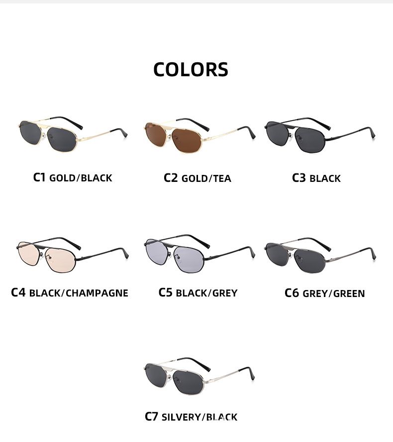 Metal Single Beam Large Frame Polygonal Sunglasses For Women Retro Simple European And American Ins Street Shooting Beach Sunshade Sunglasses Trend_voghion.com
