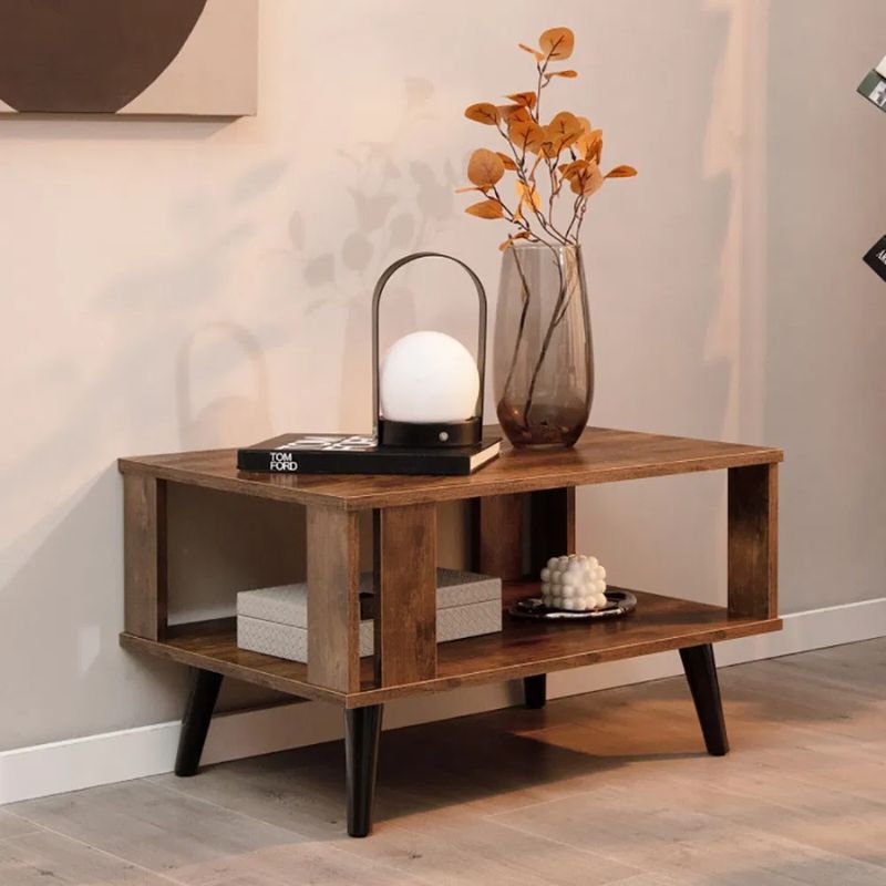 1PC Retro Mid-Century Shelf Living Table Table Room Open With Compact Coffee Storage_voghion.com