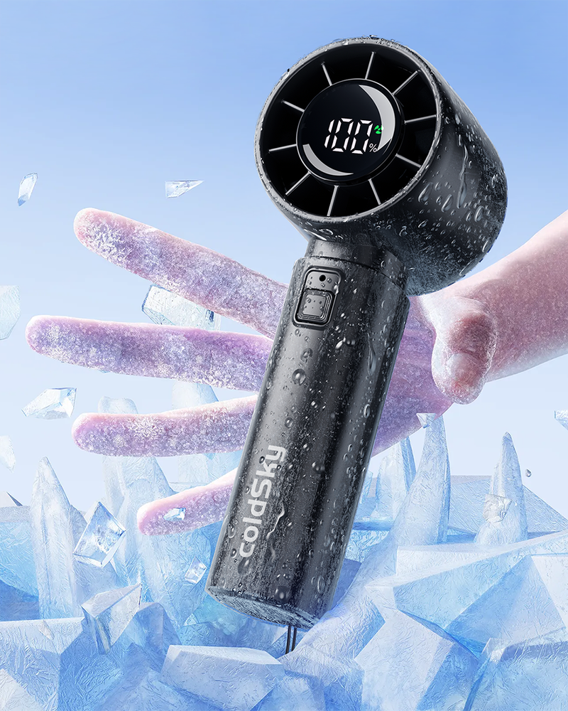coldSky Handheld Mini 4000mAh Battery Portable Rechargeable With LED Display 5 Speed Turbo Fan For Beach Travel Vacation_voghion.com