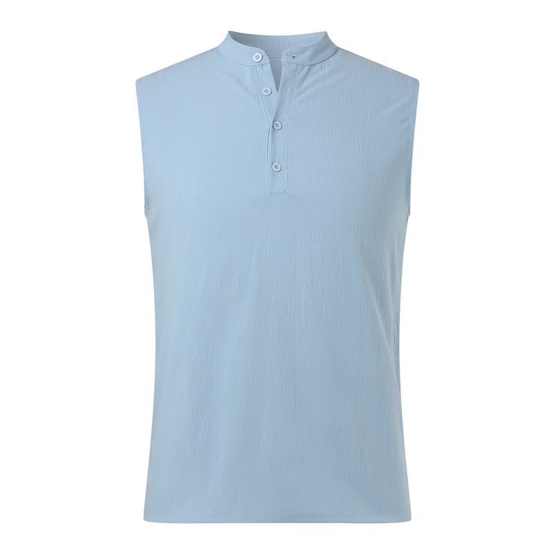 Vêtements pour hommes printemps et été, nouvelle chemise sans manches semi-ouverte pour hommes, gilet décontracté d'extérieur pour hommes_voghion.com