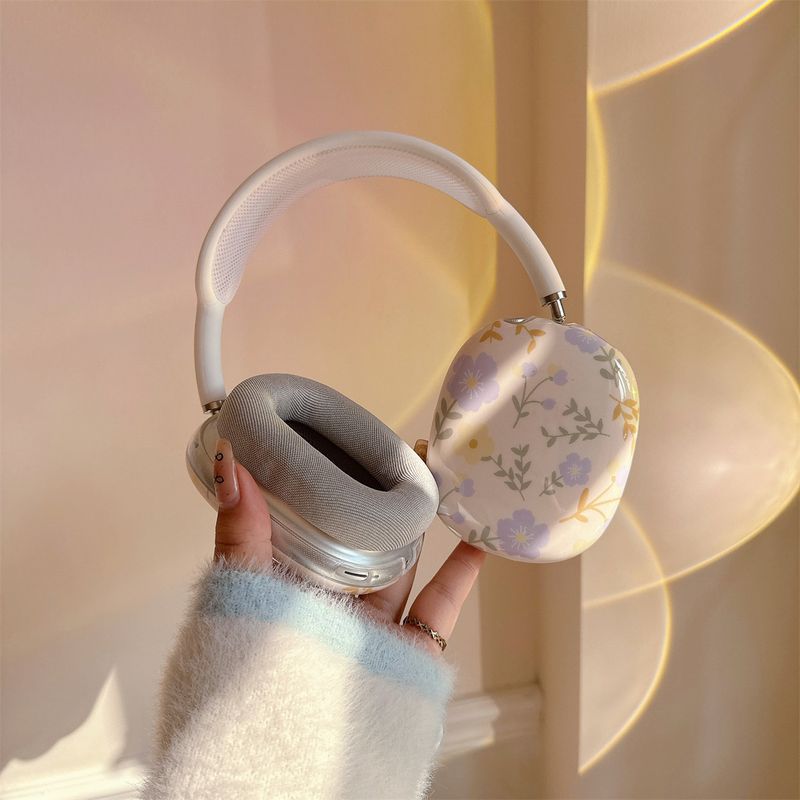 Koreanischer Stil Lila Floral Airpods Max Schutzhülle für Headset Ohrkappe Ohr Mover Kopfhörer Fall IMD_voghion.com